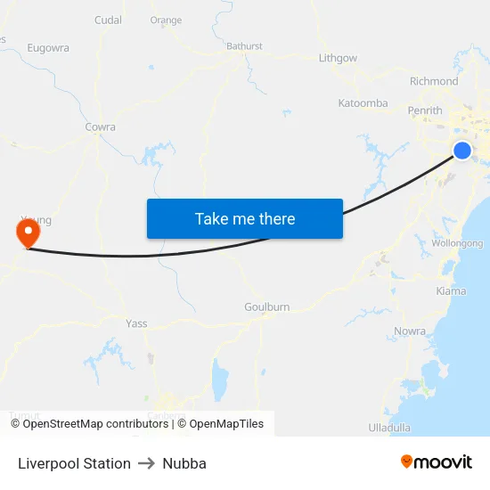 Liverpool Station to Nubba map