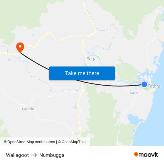 Wallagoot to Numbugga map