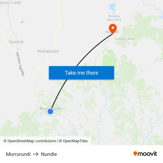 Murrurundi to Nundle map
