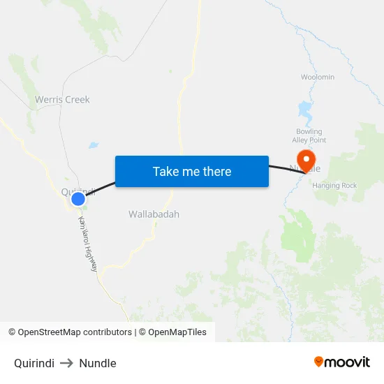 Quirindi to Nundle map
