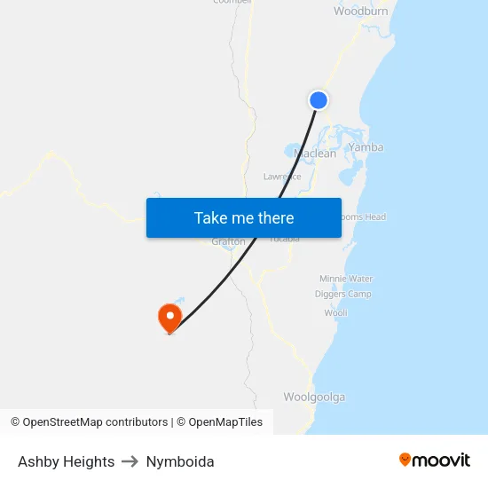Ashby Heights to Nymboida map