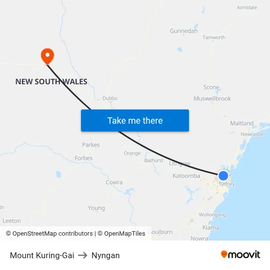 Mount Kuring-Gai to Nyngan map