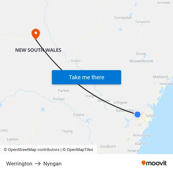 Werrington to Nyngan map