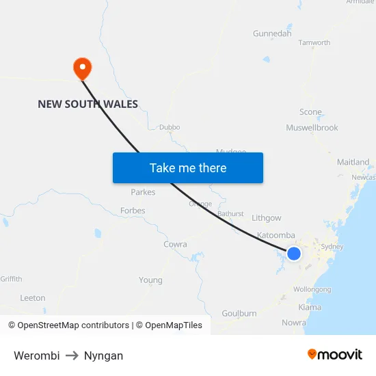 Werombi to Nyngan map