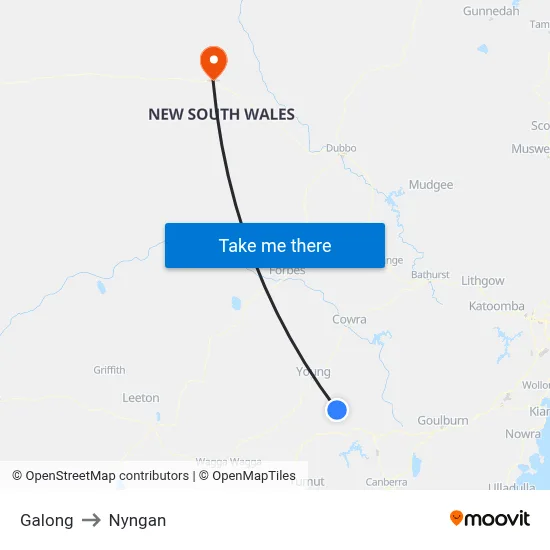 Galong to Nyngan map