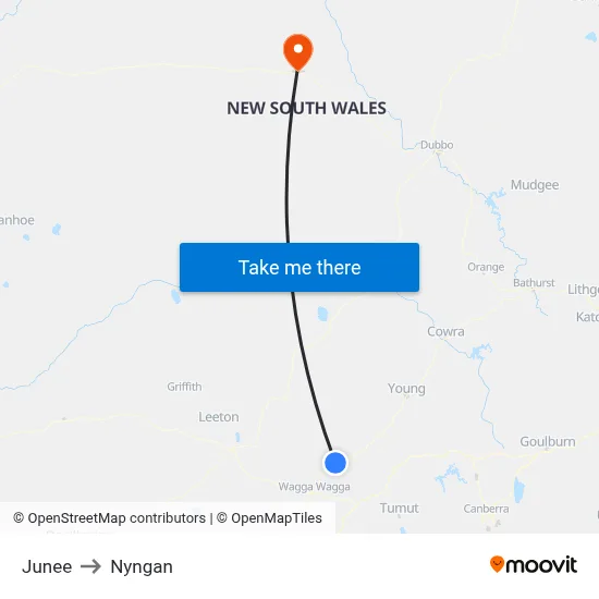 Junee to Nyngan map