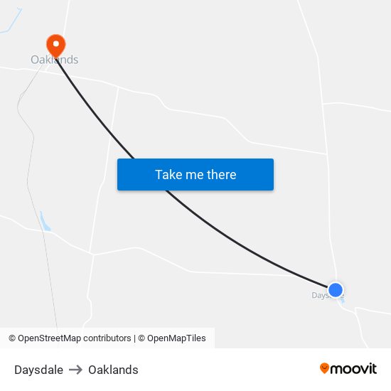 Daysdale to Oaklands map