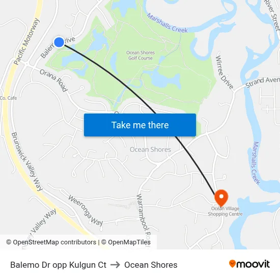 Balemo Dr opp Kulgun Ct to Ocean Shores map