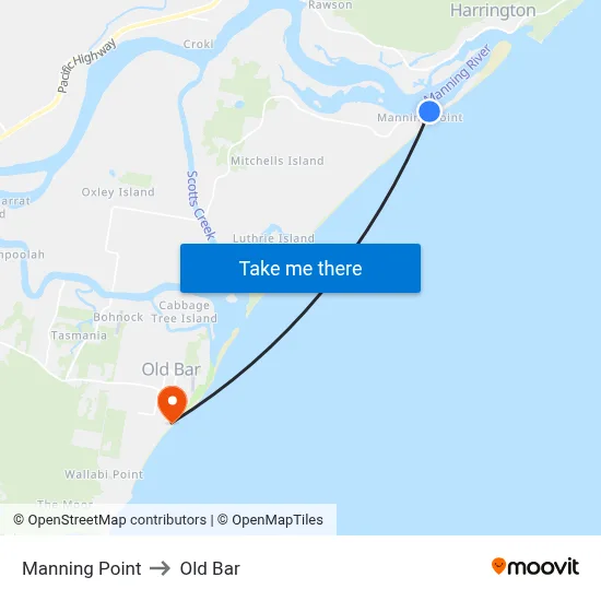 Manning Point to Old Bar map