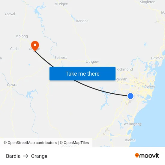 Bardia to Orange map