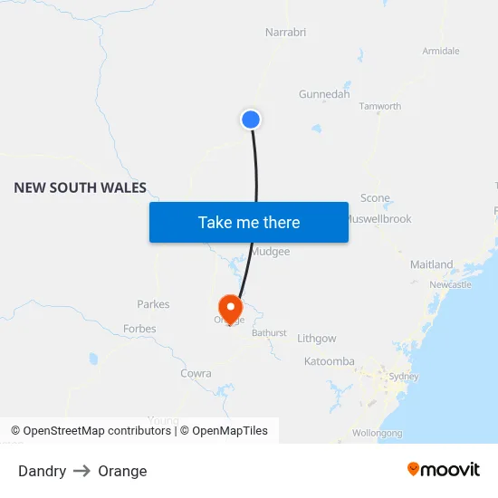 Dandry to Orange map