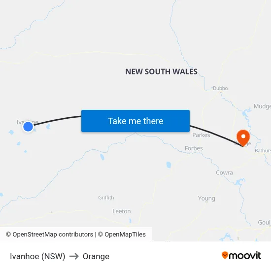 Ivanhoe (NSW) to Orange map