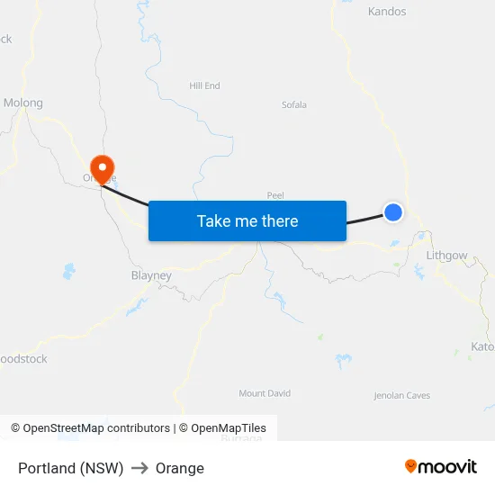 Portland (NSW) to Orange map