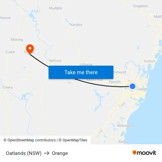 Oatlands (NSW) to Orange map