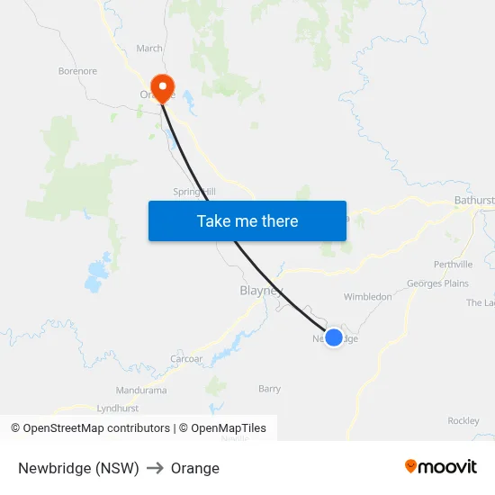 Newbridge (NSW) to Orange map
