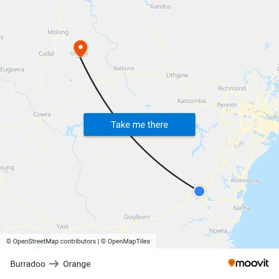 Burradoo to Orange map