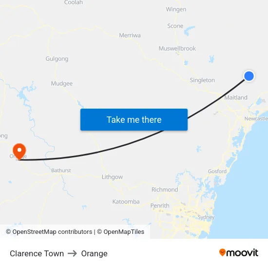 Clarence Town to Orange map