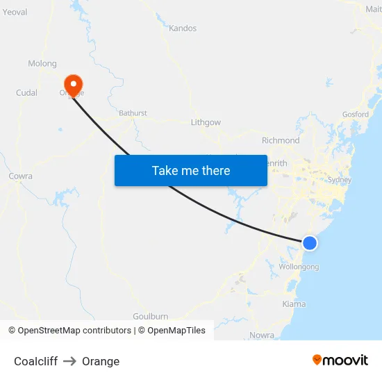 Coalcliff to Orange map
