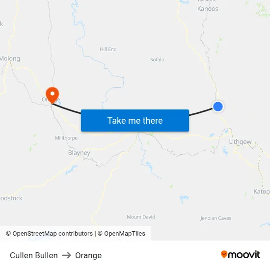 Cullen Bullen to Orange map