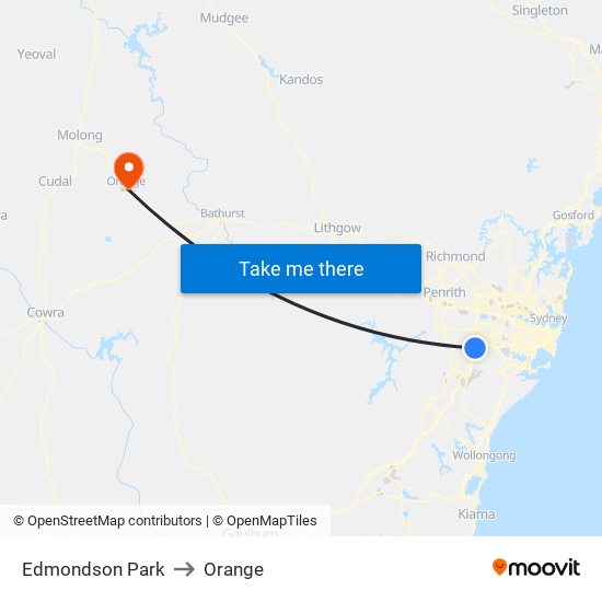 Edmondson Park to Orange map