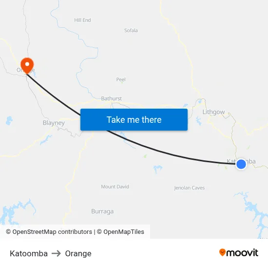 Katoomba to Orange map