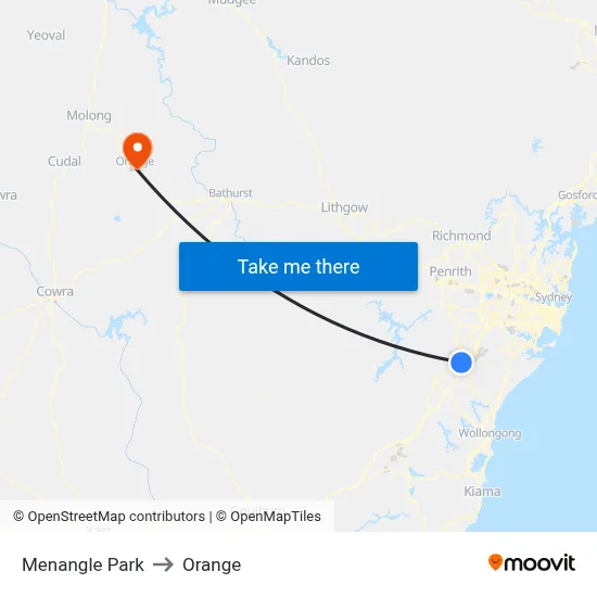 Menangle Park to Orange map