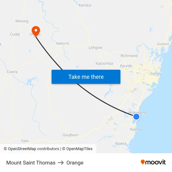 Mount Saint Thomas to Orange map