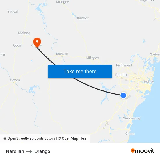 Narellan to Orange map