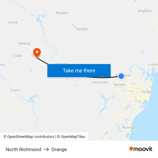 North Richmond to Orange map