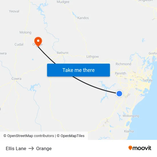 Ellis Lane to Orange map