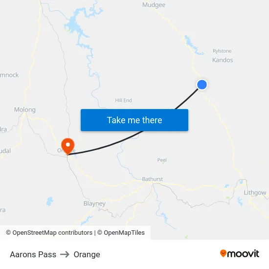 Aarons Pass to Orange map