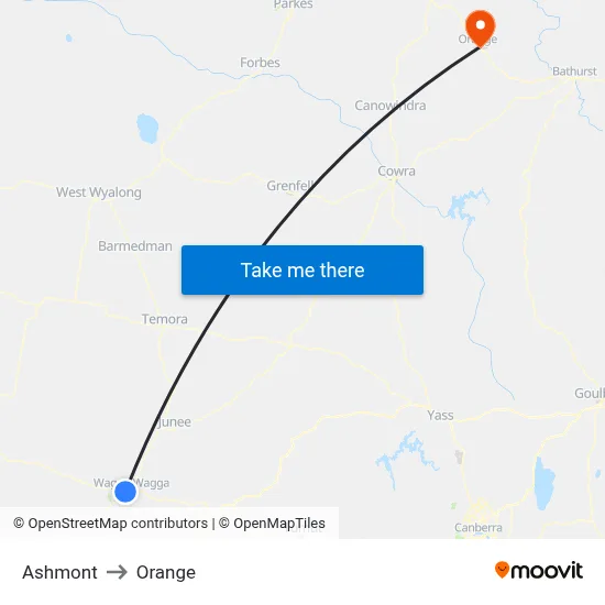 Ashmont to Orange map