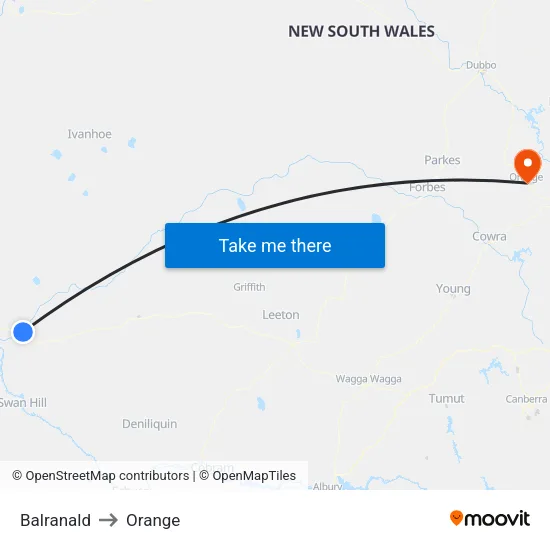 Balranald to Orange map