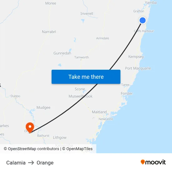 Calamia to Orange map