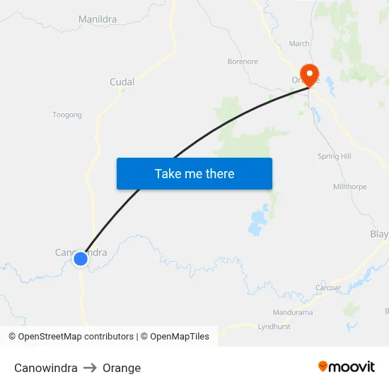 Canowindra to Orange map