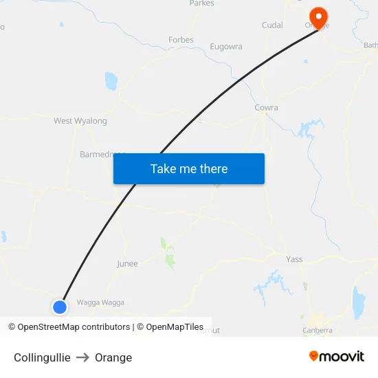 Collingullie to Orange map