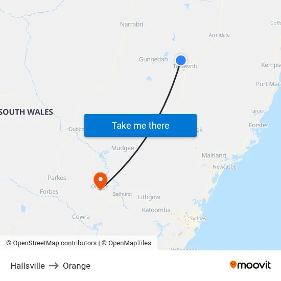 Hallsville to Orange map