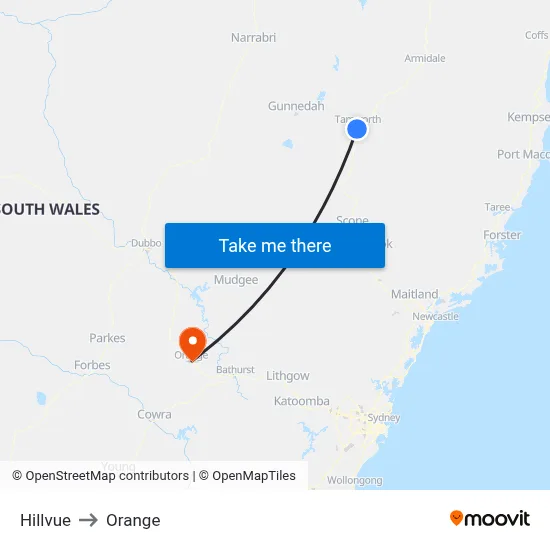 Hillvue to Orange map