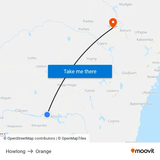 Howlong to Orange map