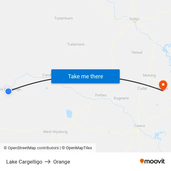 Lake Cargelligo to Orange map