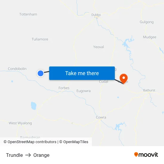 Trundle to Orange map