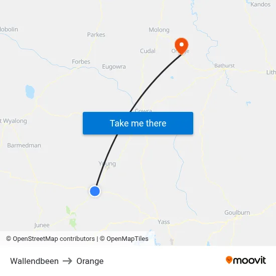 Wallendbeen to Orange map