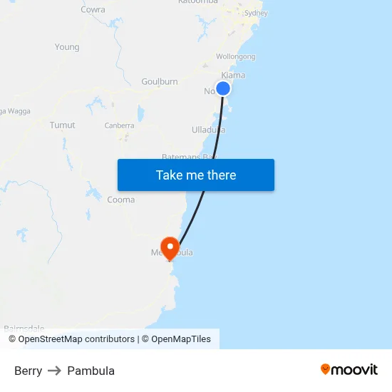 Berry to Pambula map