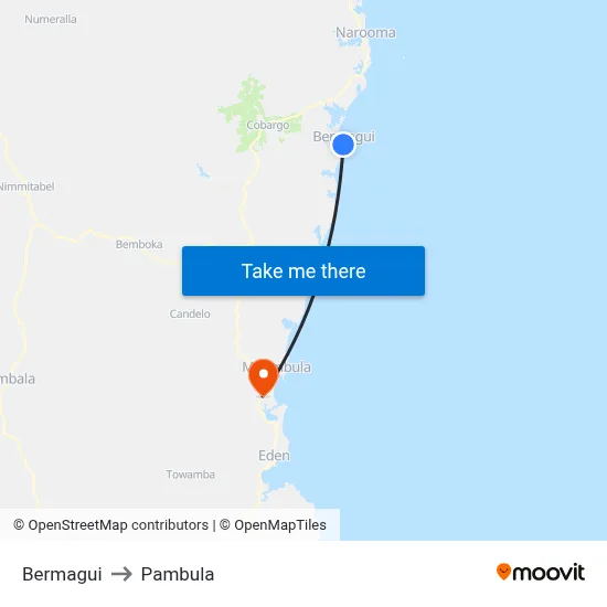 Bermagui to Pambula map