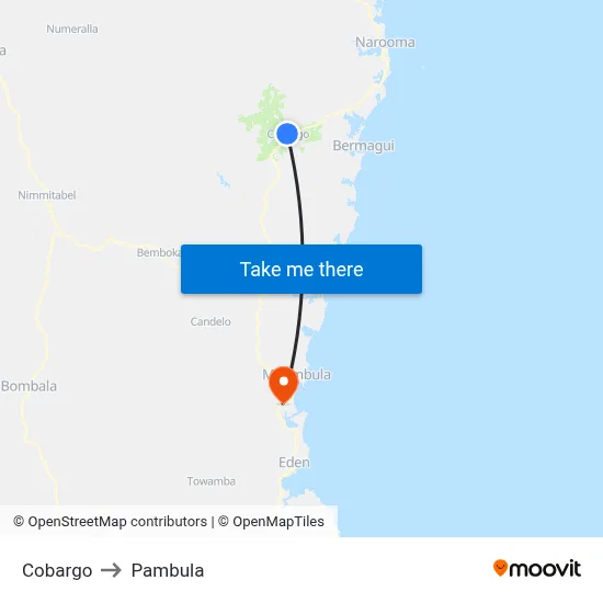 Cobargo to Pambula map