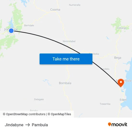 Jindabyne to Pambula map