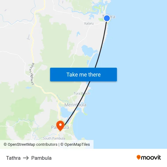 Tathra to Pambula map