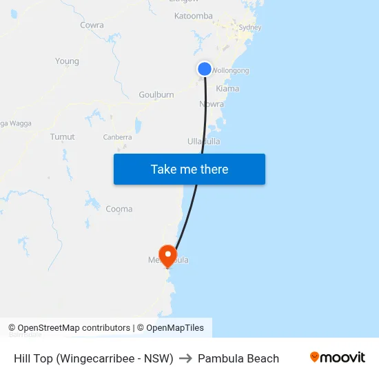 Hill Top (Wingecarribee - NSW) to Pambula Beach map