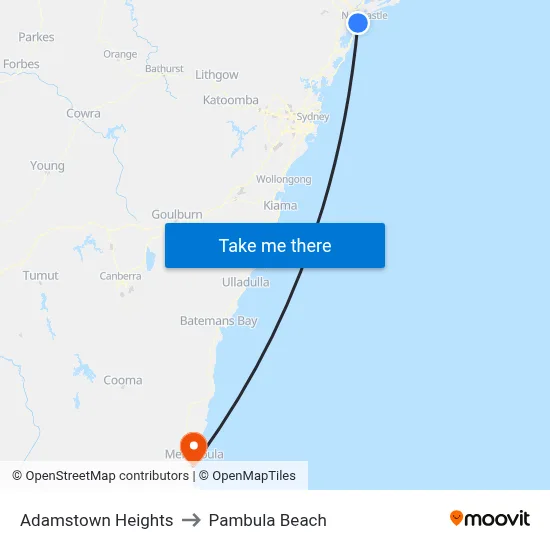 Adamstown Heights to Pambula Beach map