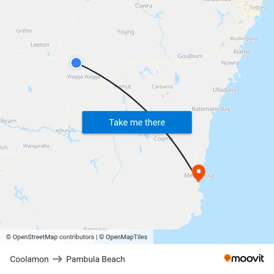 Coolamon to Pambula Beach map
